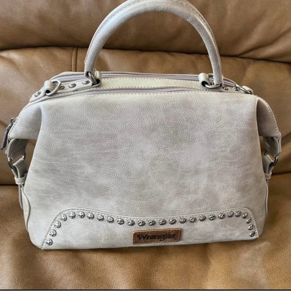 Wrangler Cream Satchel with Elegant Design and Silver Accents